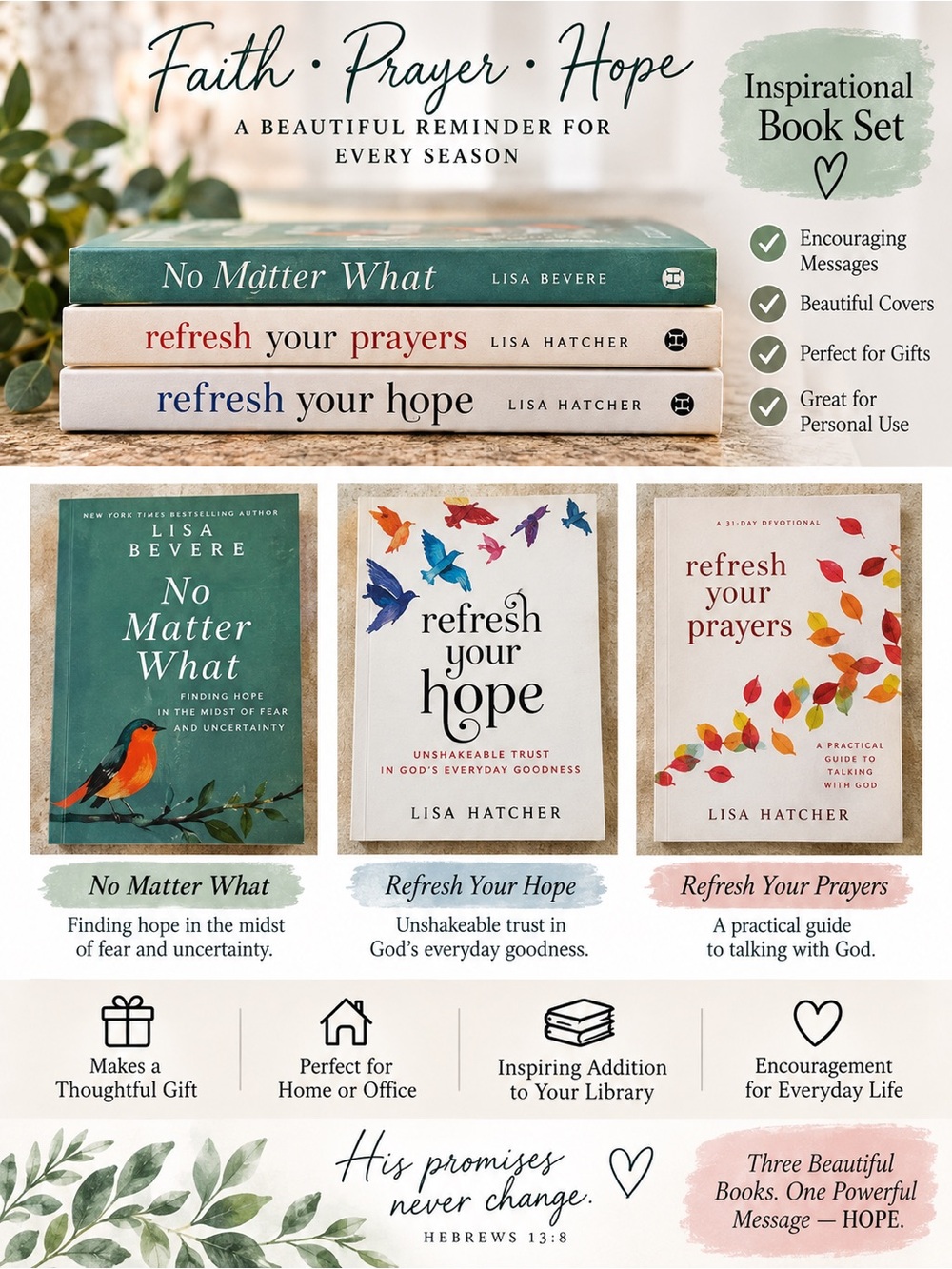 No Matter What + Refresh Your Prayers & Hope - Stacked Book Set